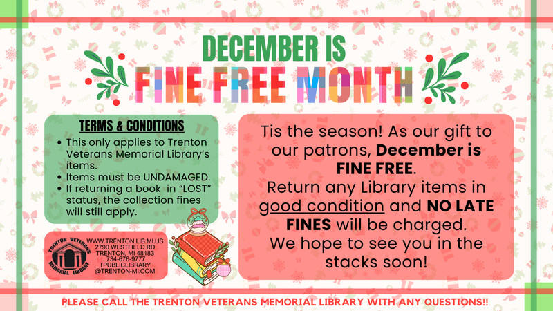 The Library will be FIne Free for December!