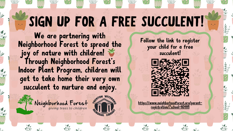 Flyer promoting free succulents