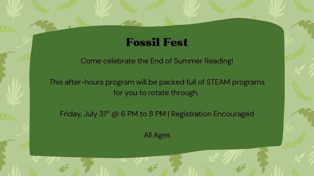Come celebrate the End of Summer Reading!  This after-hours program will be packed full of STEAM programs for you to rotate through.   Friday, July 31st @ 6 PM to 8 PM | Registration Encouraged  All Ages