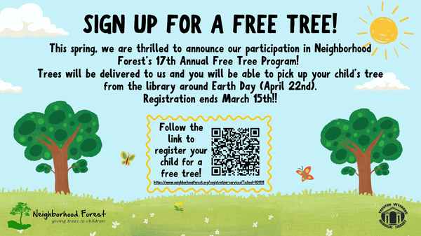 QR code to sign up for a free tree through Neighborhood Forest's Program