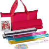Red travel bag and playing accessories for Mahjong