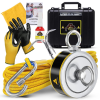 Magnet Fishing Kit with magnet, rope, carabiner, grappling hook, gloves, threadlocker, case and user guide