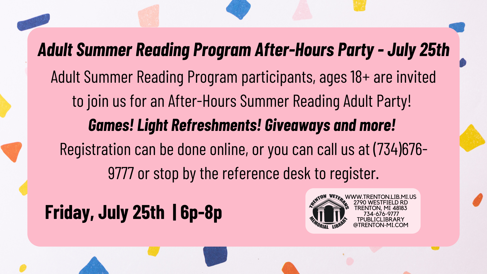 Adult Summer Reading Program After-Hours Party