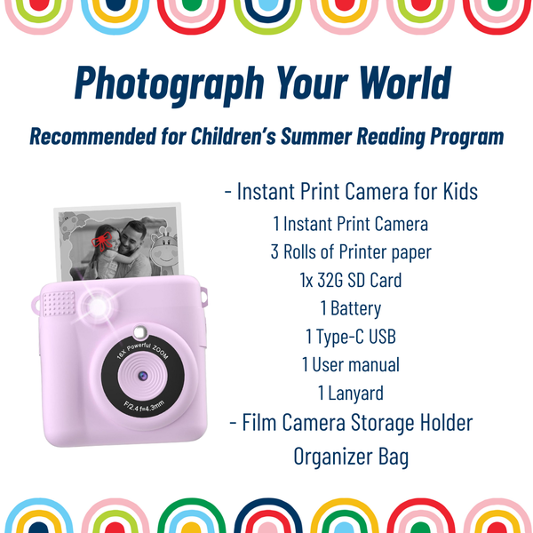 Photograph Your World Raffle Basket Lists basket contents including instant camera and printer paper