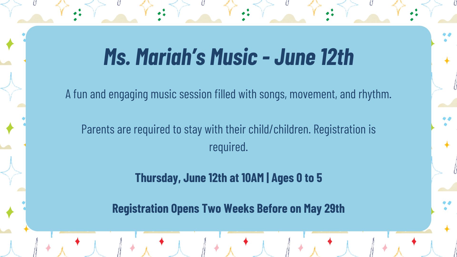 Ms. Mariah's Music A flyer that links to registration for the event