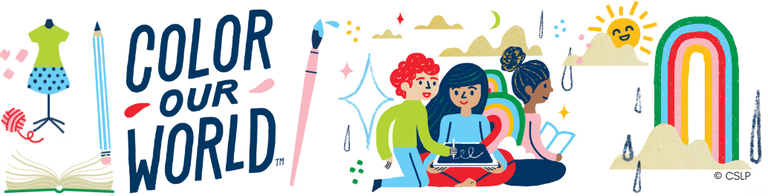 A colorful banner that links to the Children's Summer Reading Program sign up page